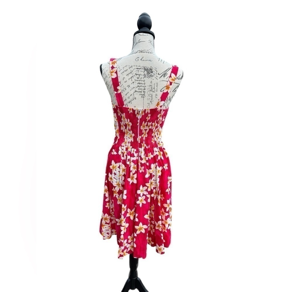Royal Hawaiian Creations Plumeria Pink Cotton Hawaiian Mini Sundress Womens L - Picture 4 of 14